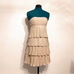 Anna Sui x BHLDN Tiered Chiffon Strapless Mini Dress in Bone, size 2
